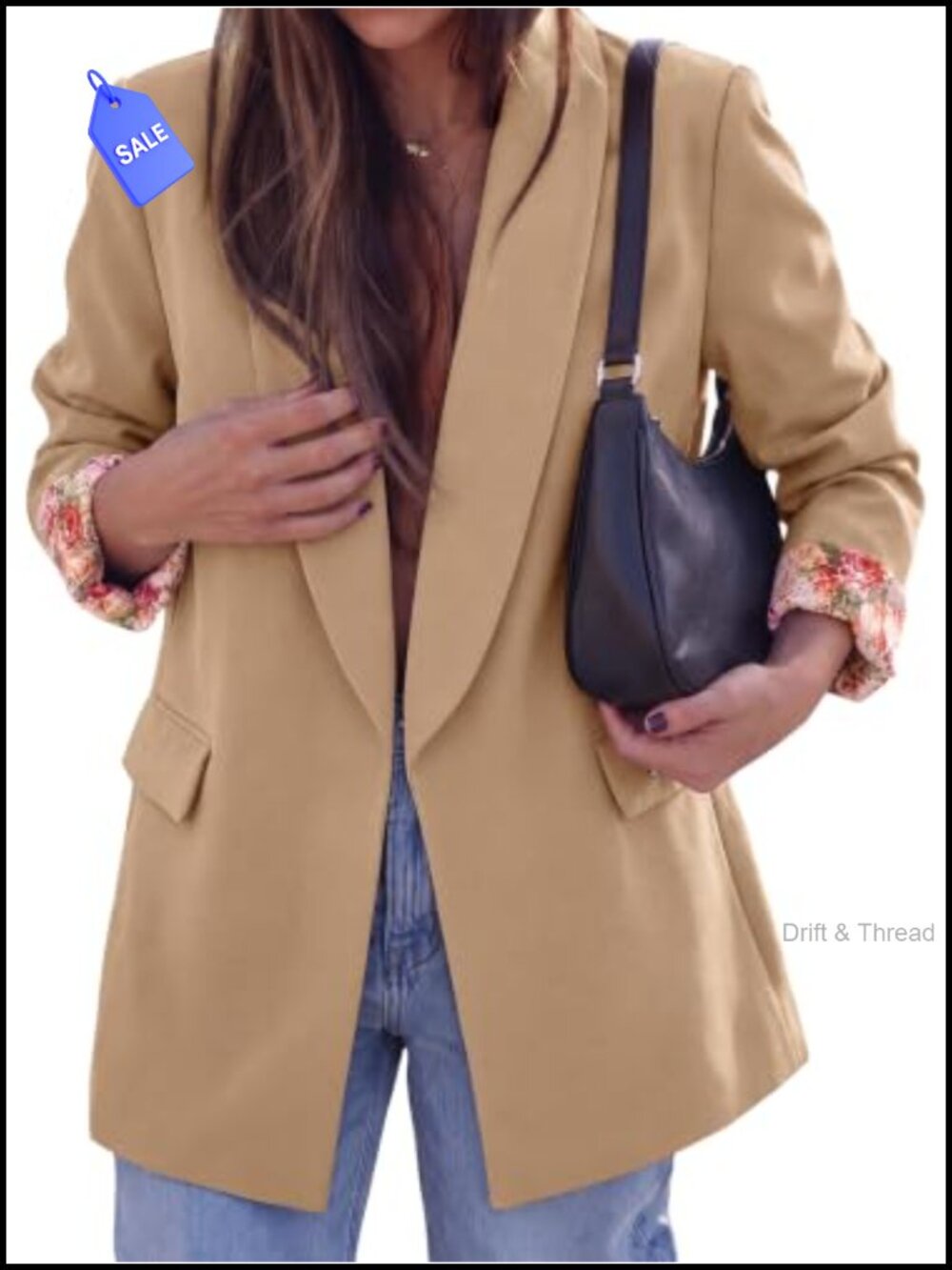 Leopard Lined Shawl Collar Open Front Blazer Business Casual Jacket